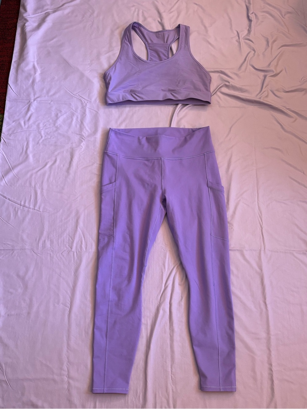 Fabletics Lavender PowerHold Leggings/High Impact Sports Bra